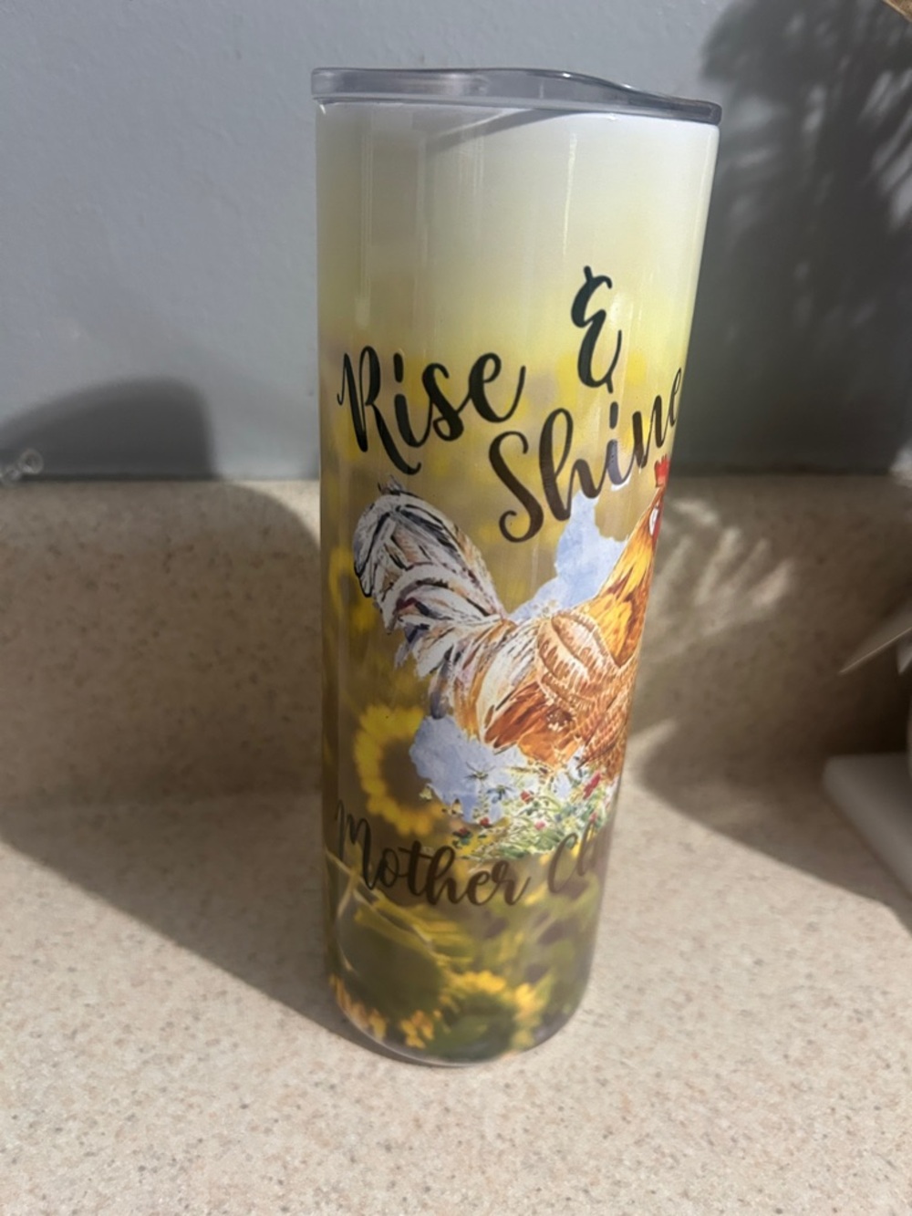 Rise & Shine Rooster Sunflower Travel Tumbler